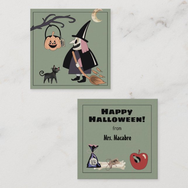 Witch Happy Halloween from Teacher Enclosure Card (Front/Back)