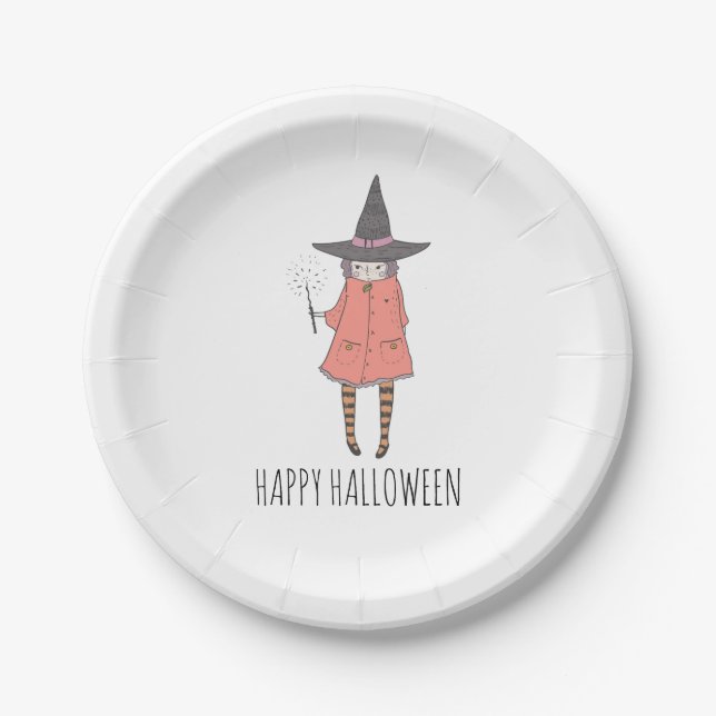 Witch Happy Halloween  Napkins Paper Plate (Front)