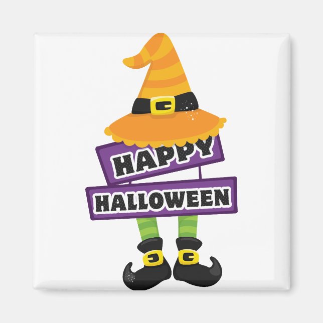 Witch Hat and Feet Halloween Magnet (Front)