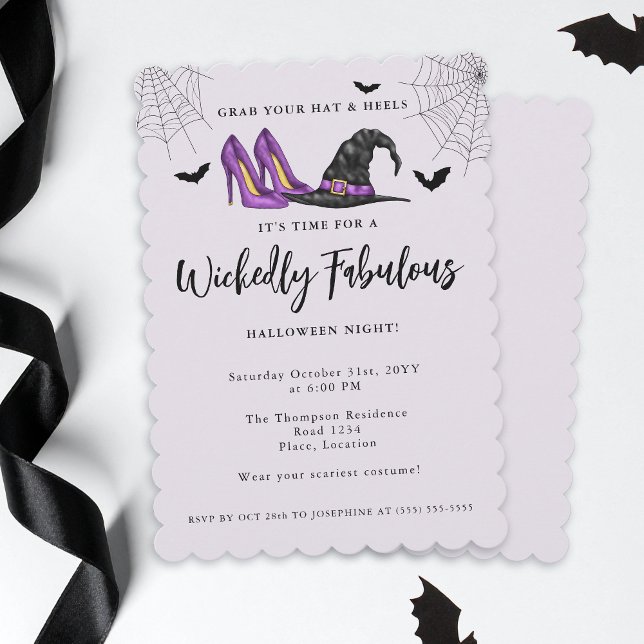 Witch Hat And Heels Women’s Halloween Party Invitation (Creator Uploaded)