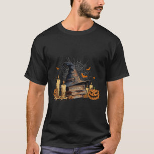 Witch Hat And Magic Book Spooky Library Halloween T-Shirt