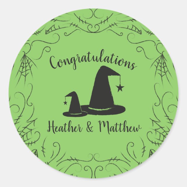 Witch Hat Baby Shower Halloween Classic Round Sticker (Front)