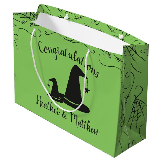 Witch Hat Baby Shower Halloween Large Gift Bag (Back Angled)