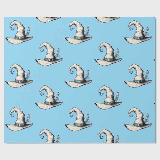 Witch Hat Blue Wrapping Paper (Flat)