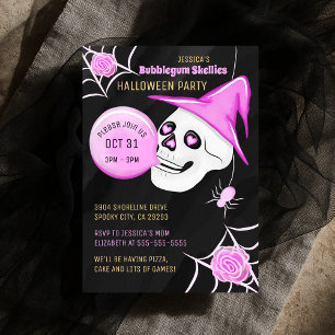 Witch Hat Bubblegum Skellies Halloween Party Invitation