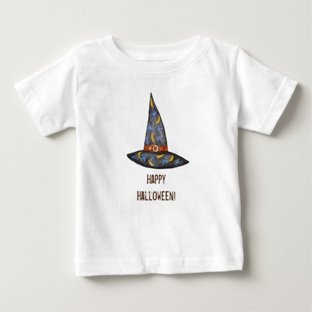 Witch Hat, Custom Halloween Baby Jersey T-Shirt (Front)