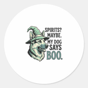 Witch Hat Dog Vintage Engraving Halloween Humour D Classic Round Sticker