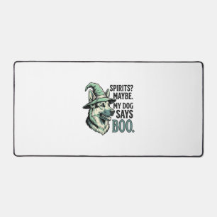 Witch Hat Dog Vintage Engraving Halloween Humour D Desk Mat