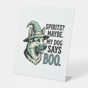 Witch Hat Dog Vintage Engraving Halloween Humour D Pedestal Sign