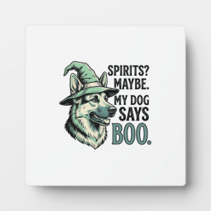 Witch Hat Dog Vintage Engraving Halloween Humour D Plaque