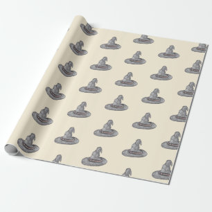  Witch Hat Doodle Halloween Pattern   Wrapping Paper