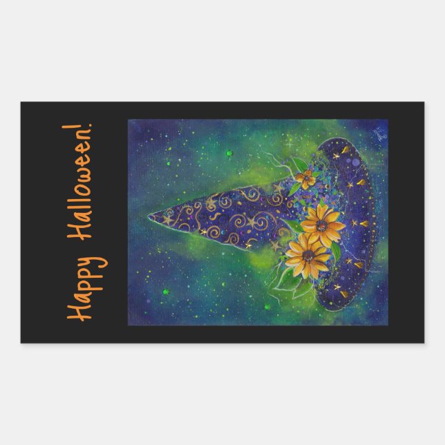 Witch hat Halloween candy bag Rectangular Sticker (Front)