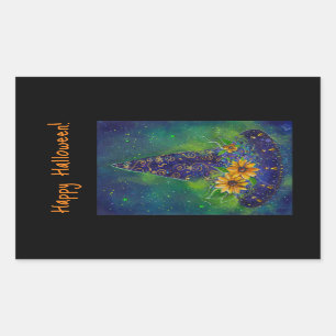 Witch hat Halloween candy bag Rectangular Sticker