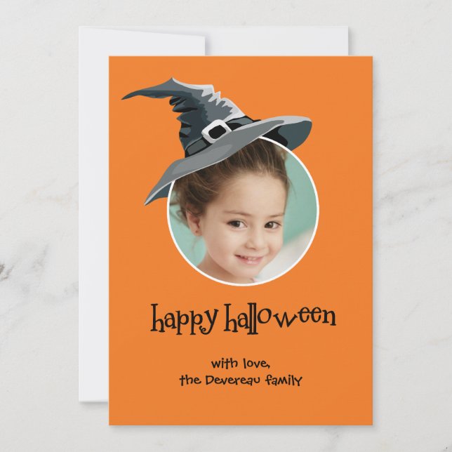 Witch Hat Halloween Photo Card (Front)