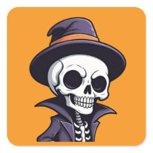 Witch Hat Halloween Skeleton Stickers