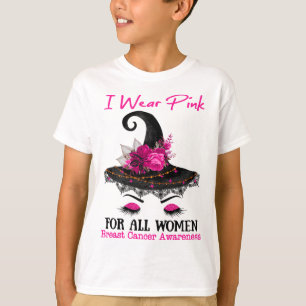 Witch Hat I Wear Pink For All Women Breast Cancer  T-Shirt