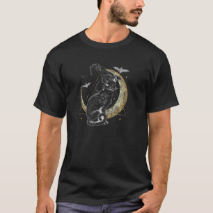 Witch Hat Moon Black Cat Halloween Familiar for Wi T-Shirt