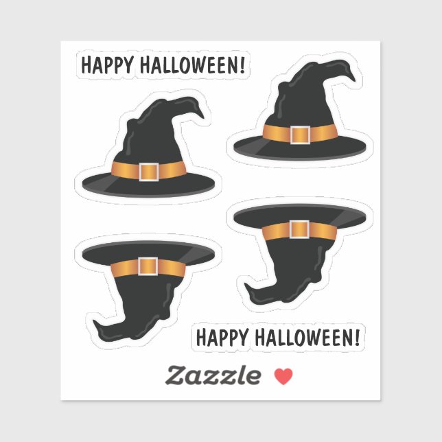 Witch Hat Orange Witch's Hat Happy Halloween Text (Sheet)