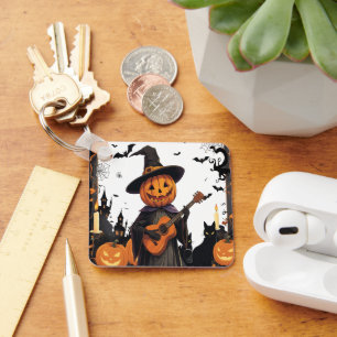 Witch Hat Pumpkin Halloween Vibes Key Ring