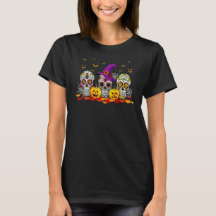Witch Hat Pumpkin Trick Or Treat Sugar Skull Hallo T-Shirt