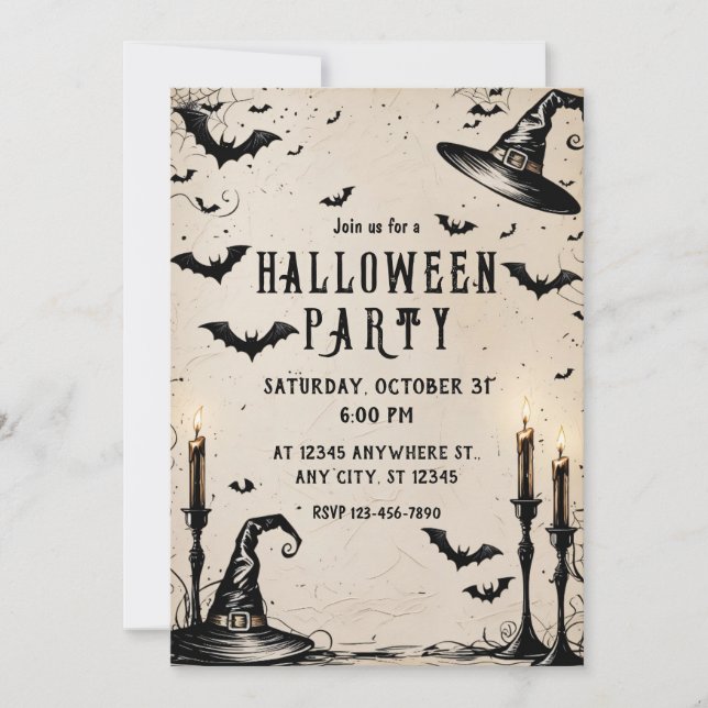 Witch Hats Halloween Party Invitation (Front)