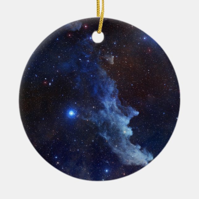 Witch Head Nebula Blue Space Ceramic Tree Decoration (Front)