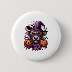 Witch Highland Halloween Cow 6 Cm Round Badge
