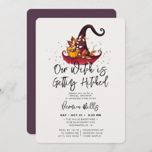 Witch Hitched Purple Halloween Bridal Shower Invitation