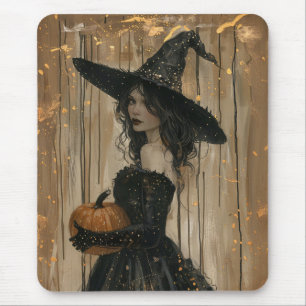 Witch Holding a Pumpkin Mouse Pad