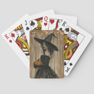 Witch Holding a Pumpkin Playing Cards
