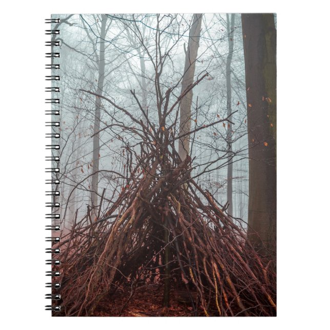 Witch house in the forest with fog notebook (Front)