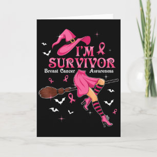 Witch Im A Survivor Halloween Breast Cancer Awaren Card