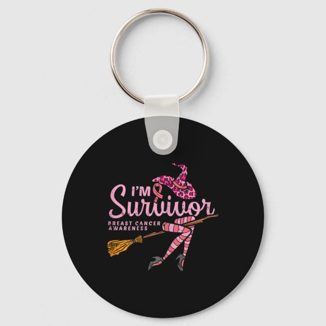 Witch Im A Survivor Halloween Breast Cancer Awaren Key Ring (Front)