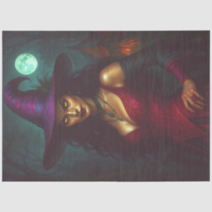 Witch in Red with Full Moon – Gothic Halloween Tissue Paper