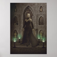 Witch in the castle prepares magic ritual