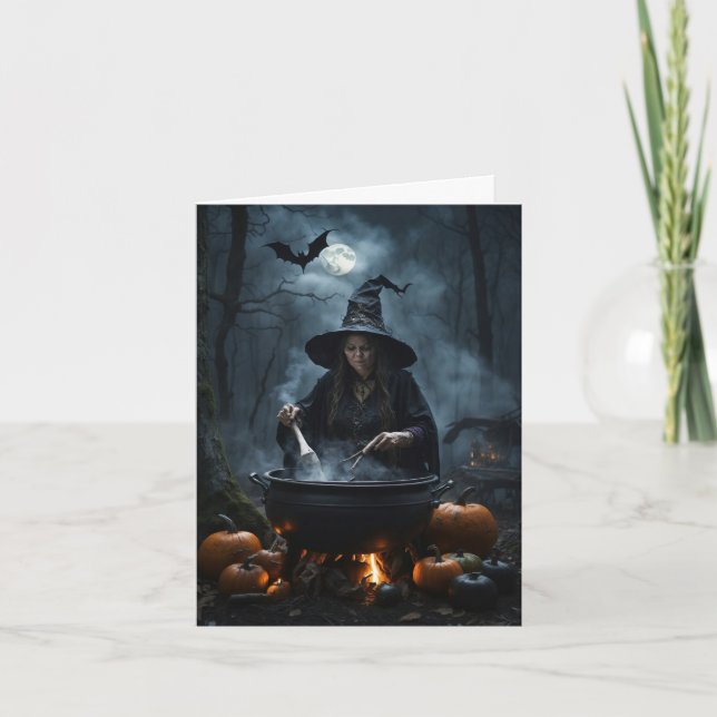 Witch in the Woods Halloween Card (Front)