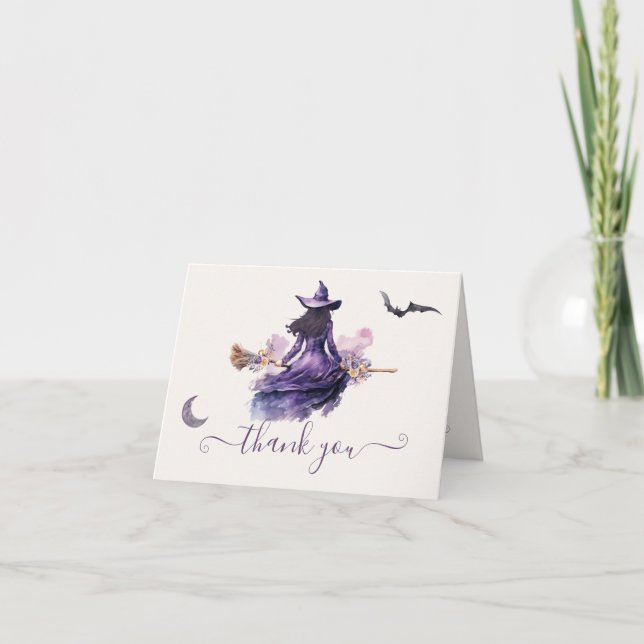 Witch is getting Hitched Halloween Bridal Shower Note Card (Front)
