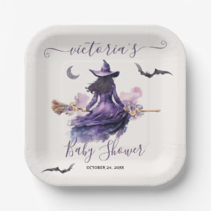 Witch is getting Hitched Halloween Bridal Shower Paper Plate