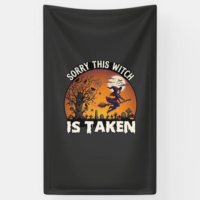 Witch Is Taken Broom Tree Graveyard Halloween_1 Banner (Vertical)