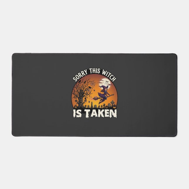 Witch Is Taken Broom Tree Graveyard Halloween_1 Desk Mat (Front)