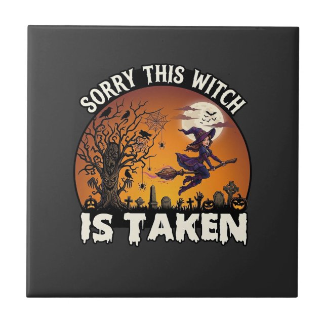 Witch Is Taken Broom Tree Graveyard Halloween_1 Tile (Front)