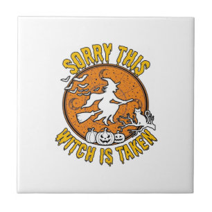 Witch Is Taken Halloween Pumpkins Cat_1 Tile