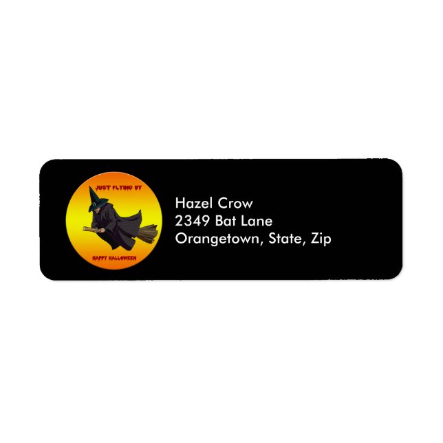 Witch Just Flying By Halloween Address Labels (Front)