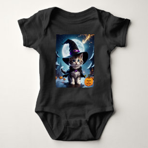 Witch Kitten Cute Halloween Baby Bodysuit