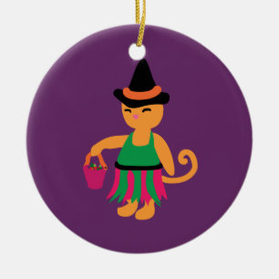 Witch Kitty Ceramic Tree Decoration