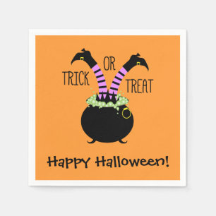 Witch Legs in Black Pot Happy Halloween Napkin
