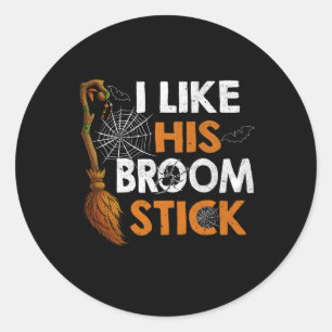 Witch Like His Broom Stick Couple Halloween Costum Classic Round Sticker