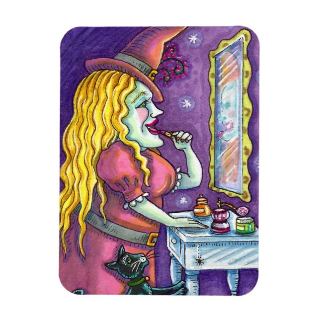WITCH LIPSTICK, PERFUME & NAIL POLISH, FUNNY CUTE MAGNET (Vertical)
