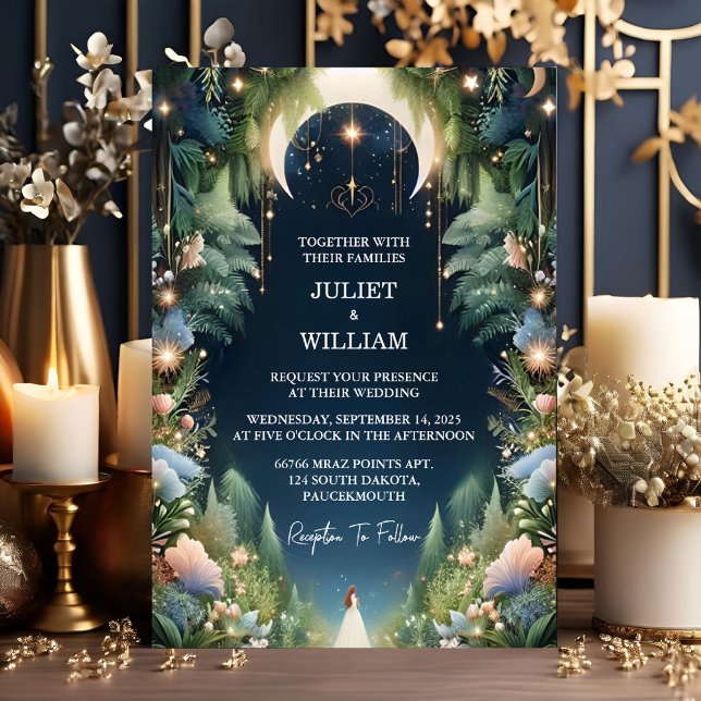 Witch Magical Dream Mystical Stars Moon Wedding Invitation (Creator Uploaded)