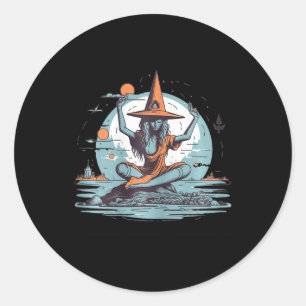 Witch Meditating Halloween Costume Yoga Zen Medita Classic Round Sticker